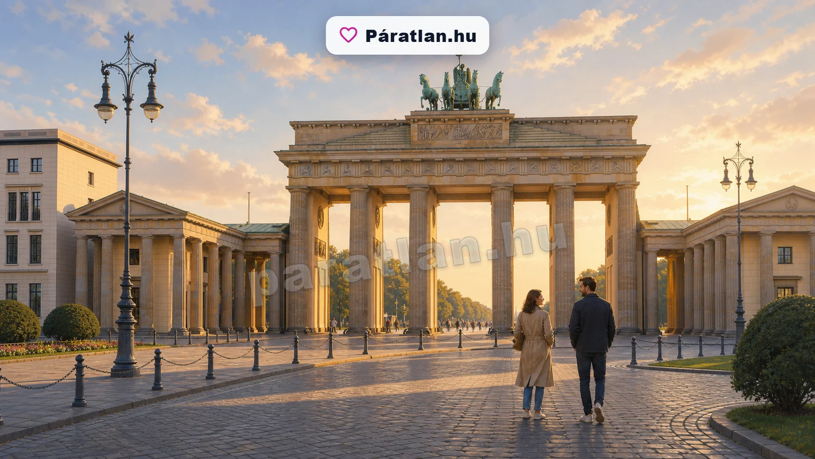 Berlin városi hangulat egy sétáló párral