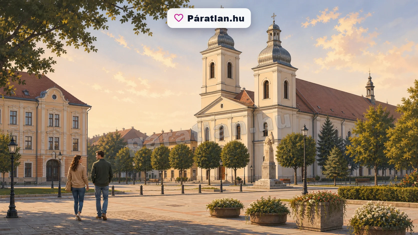 Gyergyószentmiklós városi hangulat egy sétáló párral