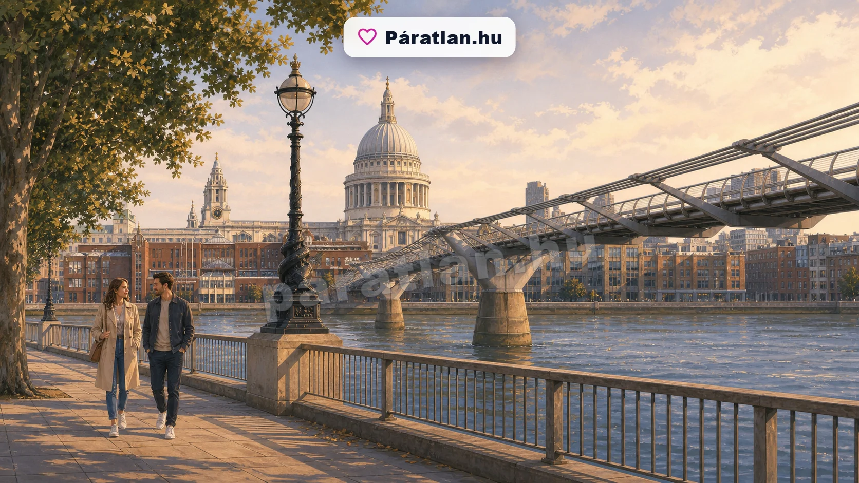 London városi hangulat egy sétáló párral