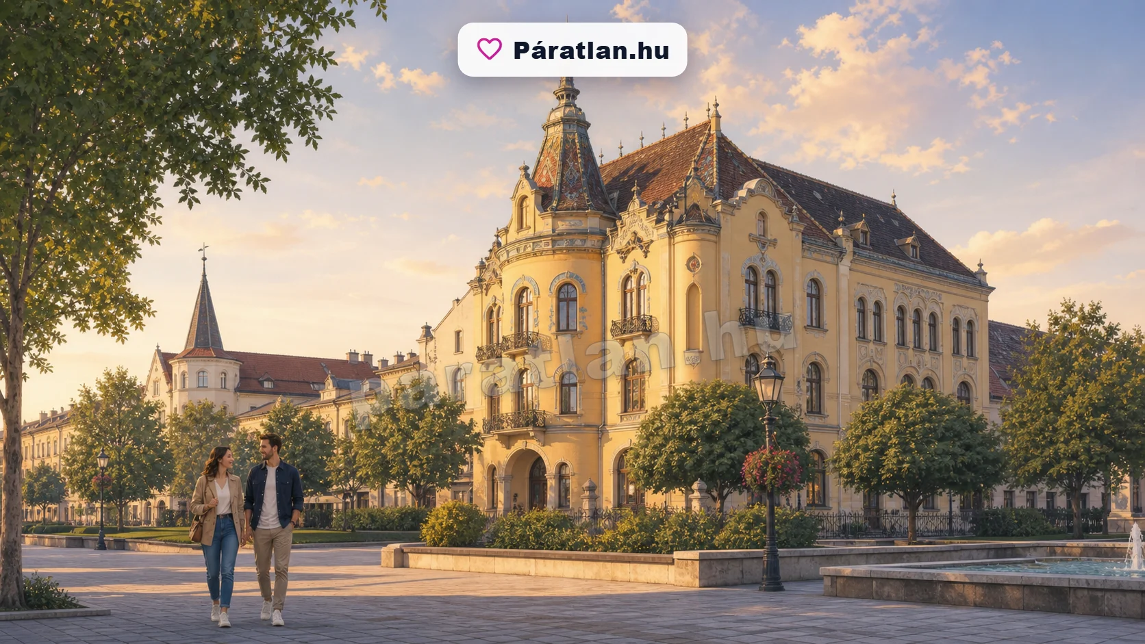Nagykanizsa városi hangulat egy sétáló párral
